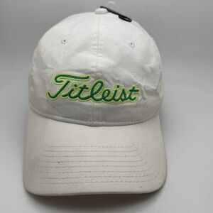 Titleist Golf Hat Cap White Green Pink Ribbon Breast Cancer Adjustable